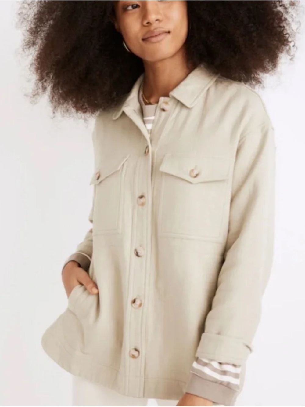 Madewell Waffleback Branner Cream Shirt Jacket Size XSmall
